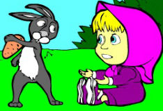 Маша и кролик: раскраска